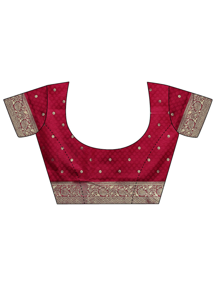 Red Woven Design Silk Blend Sarees With Unstitched Blouse Piece