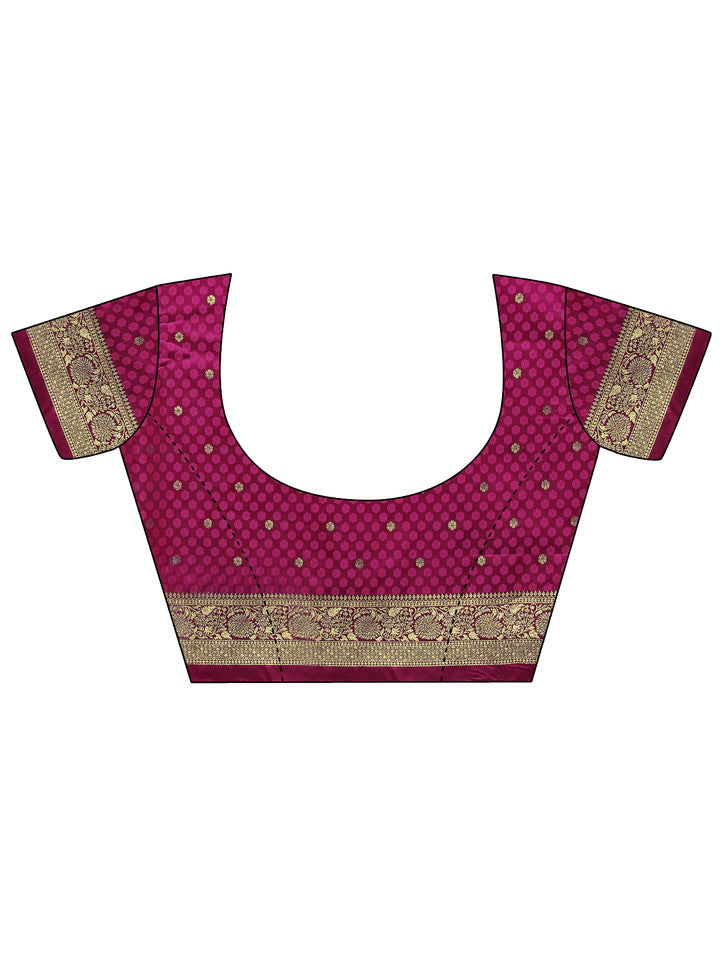 Pink Woven Design Silk Blend Sarees With Unstitched Blouse Piece