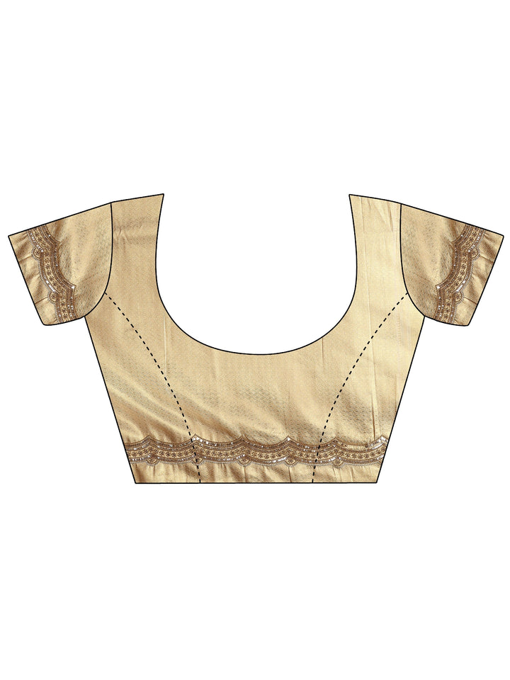 Gold Woven Design Silk Blend Sarees With Unstitched Blouse Piece