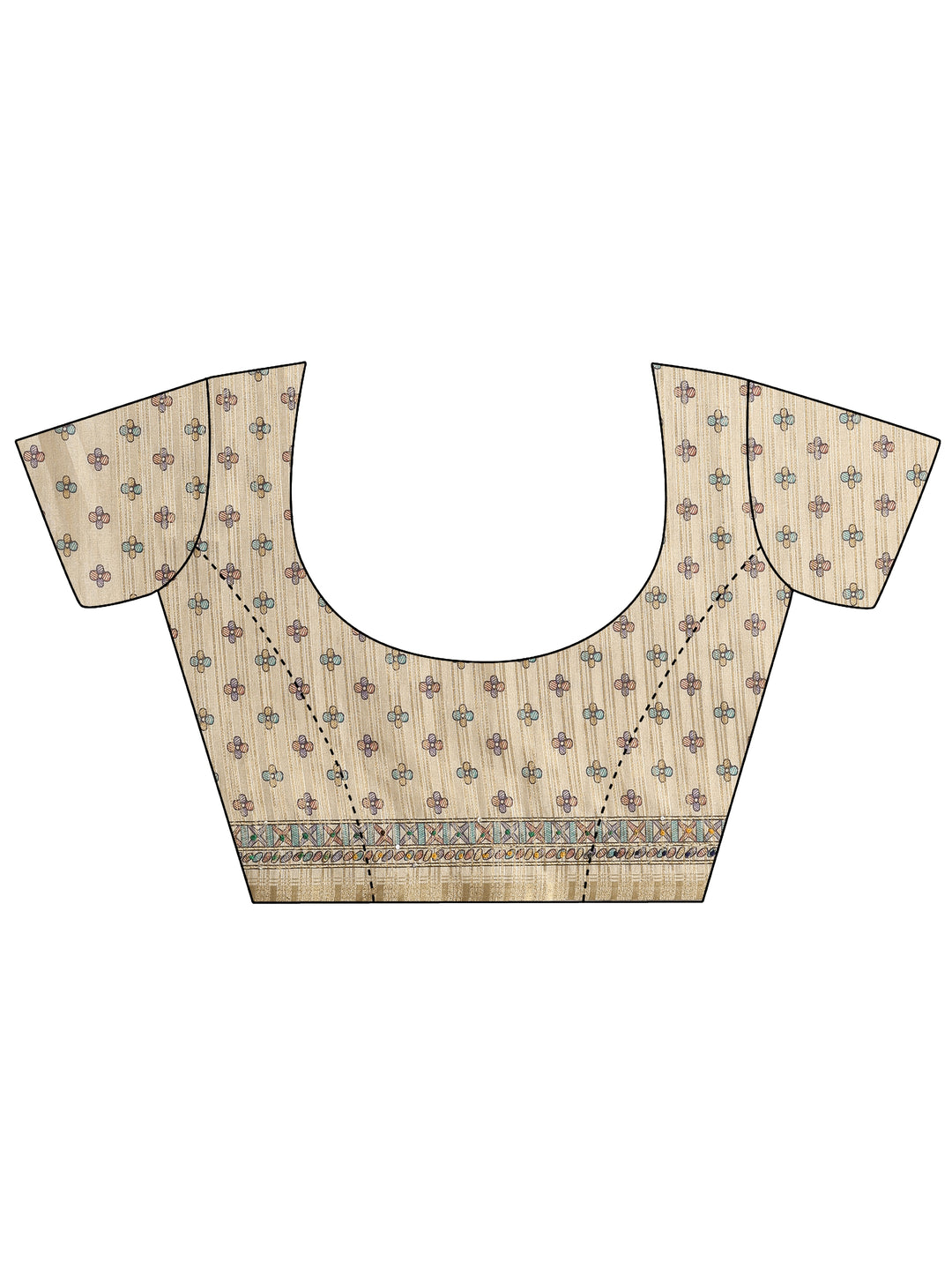 Brown Printed Silk Blend Saree With Unstitched Blouse Piece