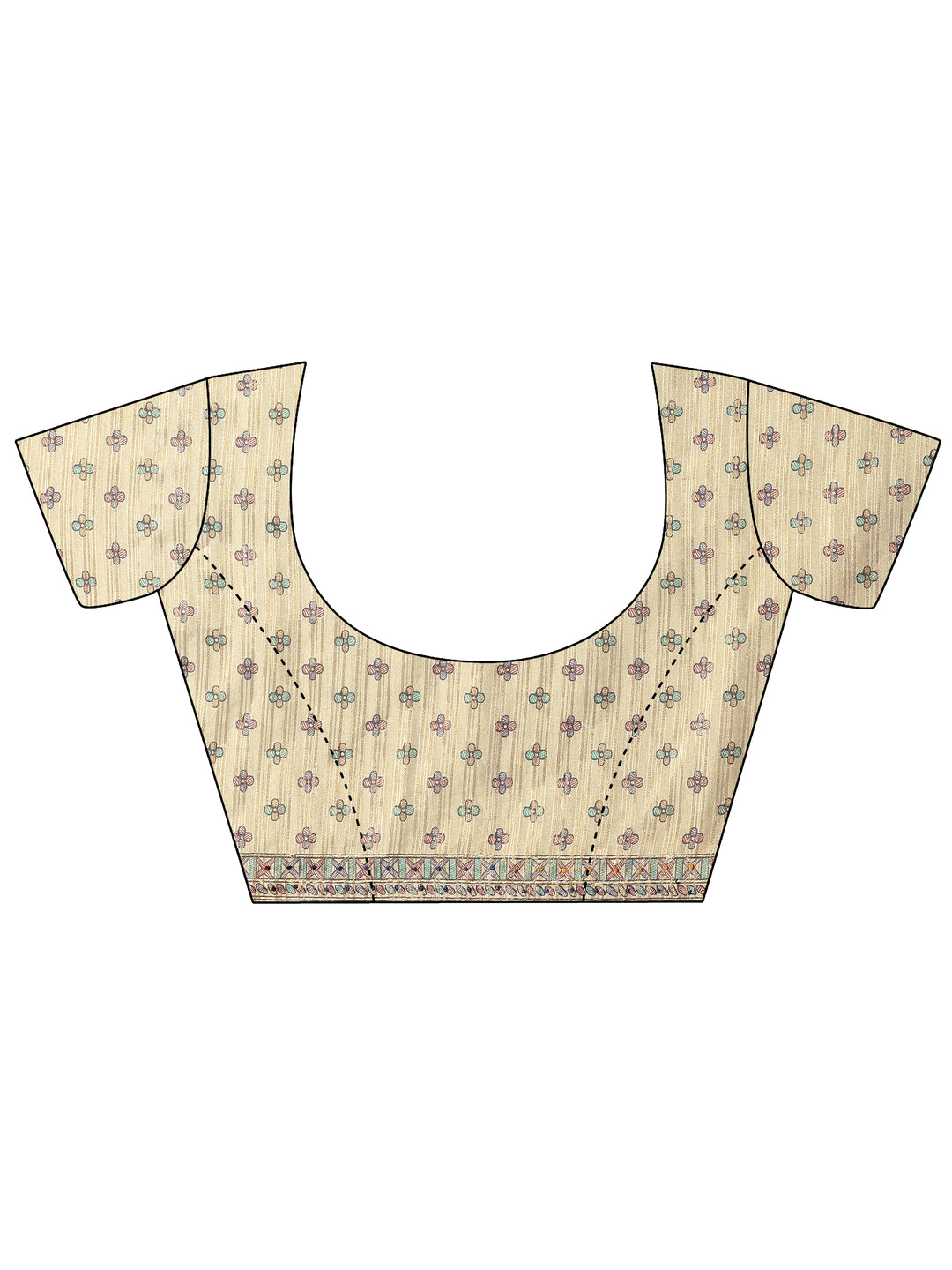 Green Printed Silk Blend Saree With Unstitched Blouse Piece