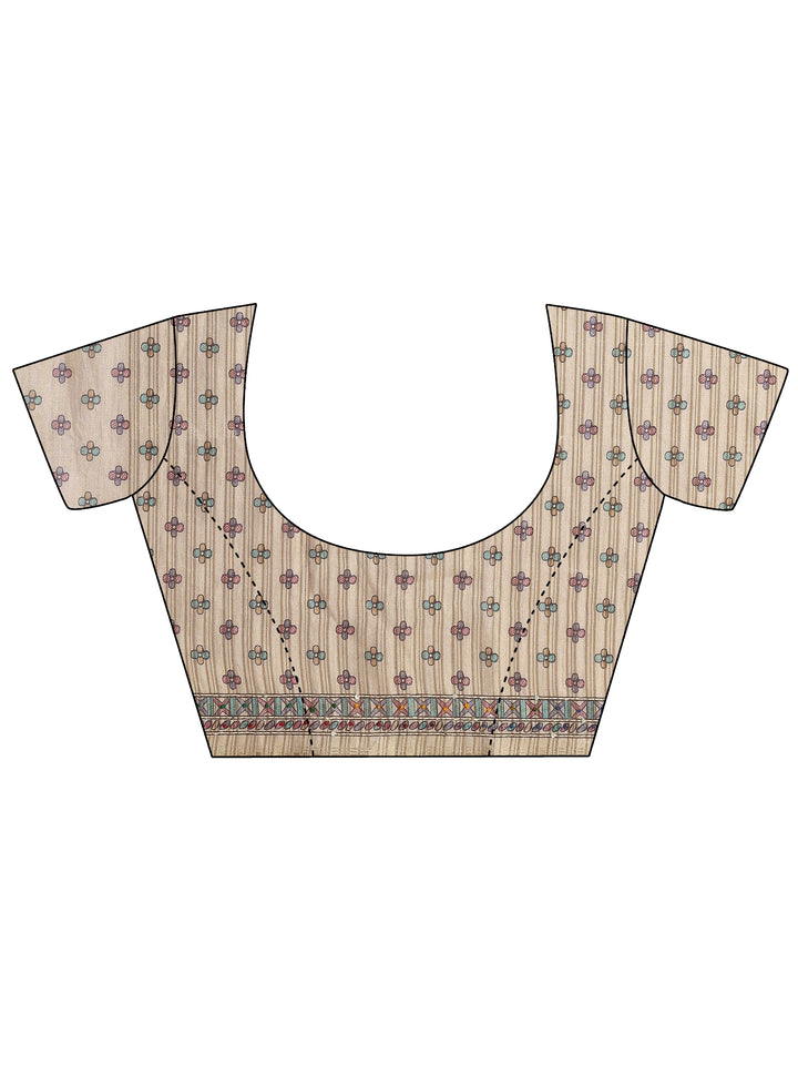 Mauve Printed Silk Blend Saree With Unstitched Blouse Piece