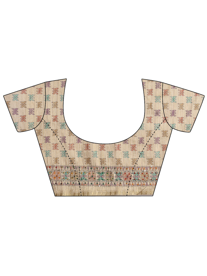 Mauve Printed Silk Blend Saree With Unstitched Blouse Piece