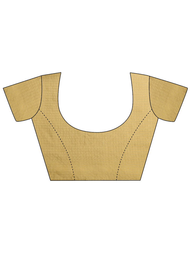 Beige Printed Silk Blend Saree With Unstitched Blouse Piece