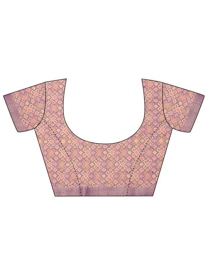 Purple Woven Design Silk Blend Saree With Unstitched Blouse Piece