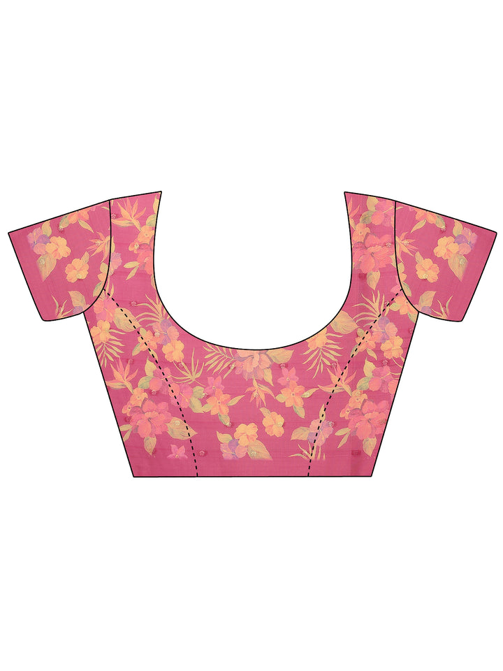 Pink Woven Design Silk Blend Saree With Unstitched Blouse Piece