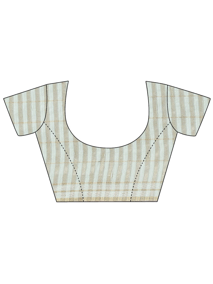 Green Printed Silk Blend Saree With Unstitched Blouse Piece