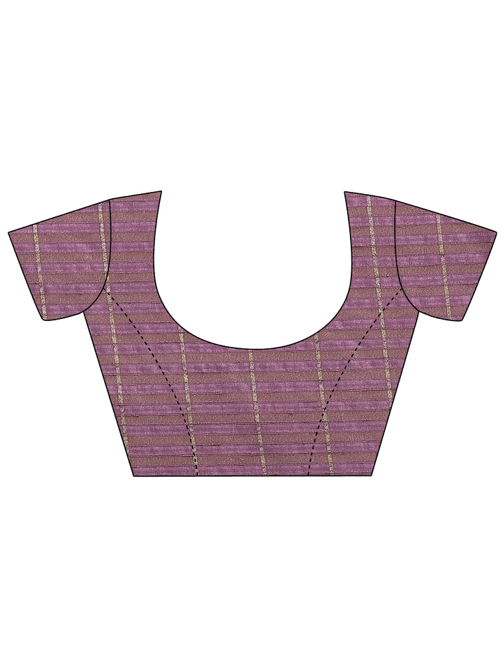 Purple Printed Silk Blend Saree With Unstitched Blouse Piece