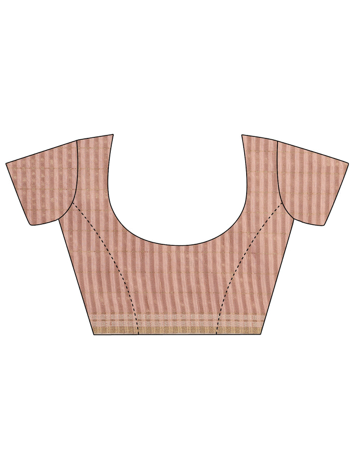 Pink Printed Silk Blend Saree With Unstitched Blouse Piece