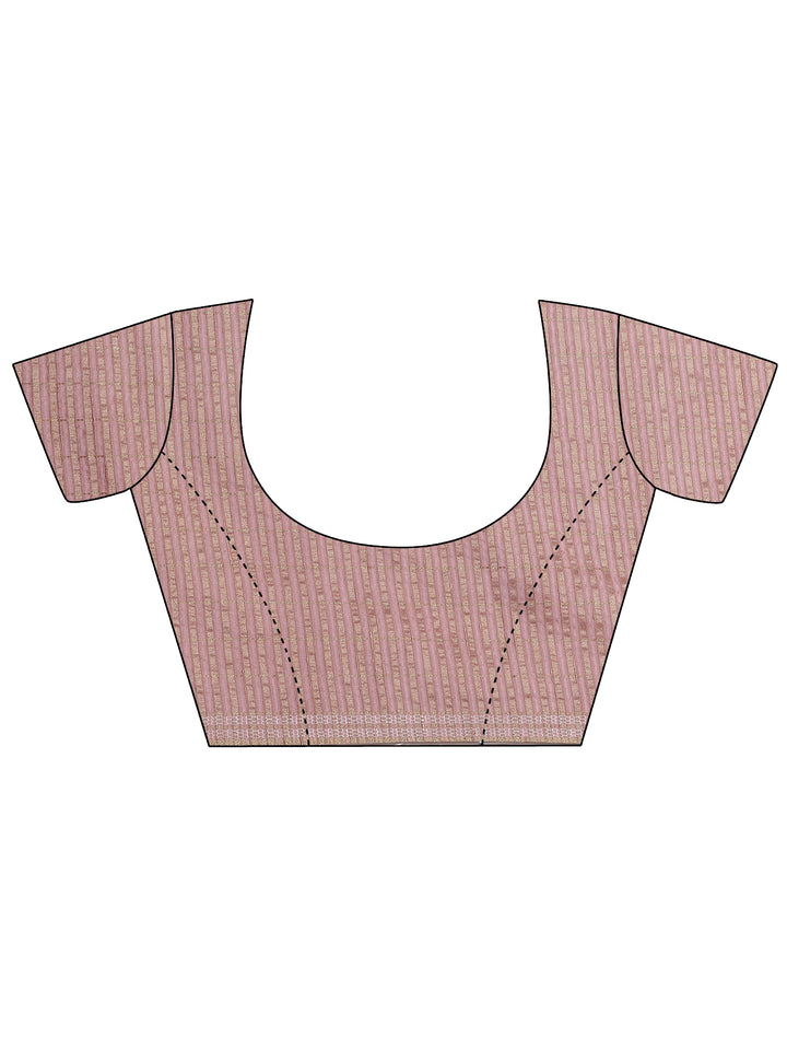 Pink Printed Silk Blend Saree With Unstitched Blouse Piece