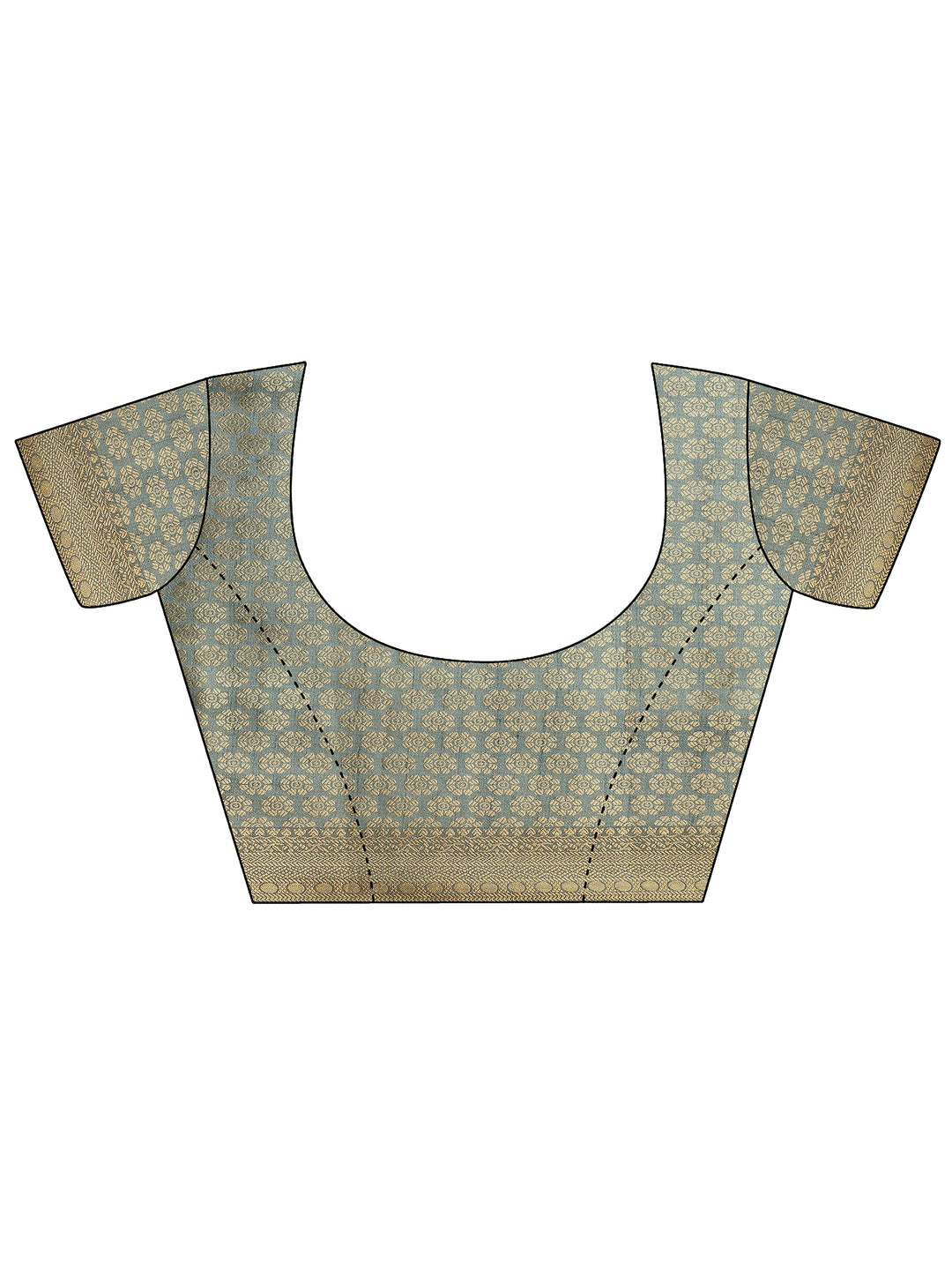 Multi Geometric Printed Silk Blend Saree With Unstitched Blouse Piece