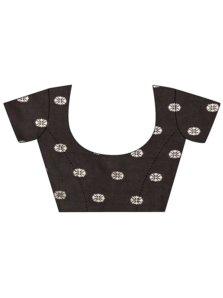 Beige Printed Silk Blend Saree With Unstitched Blouse Piece