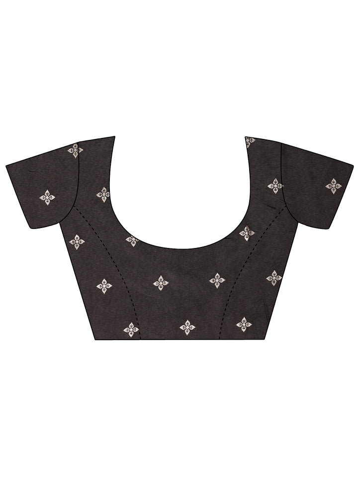 Beige Printed Silk Blend Saree With Unstitched Blouse Piece