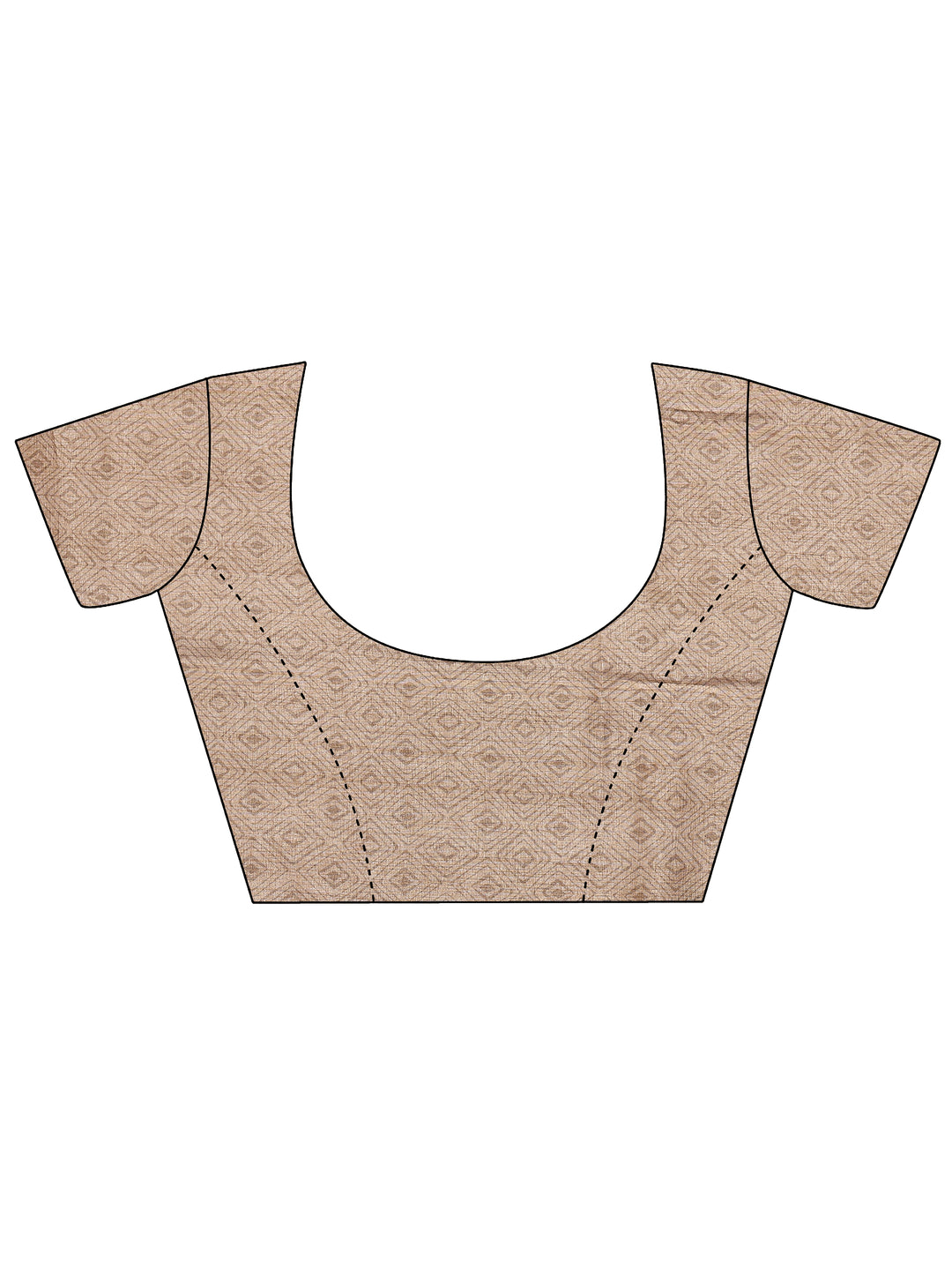 Beige Printed Silk Blend Saree With Unstitched Blouse Piece