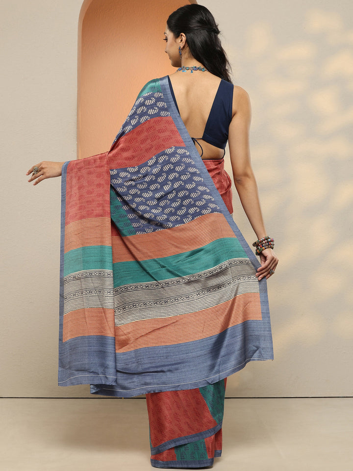 Multi Paisley Printed Silk Blend Saree With Unstitched Blouse Piece