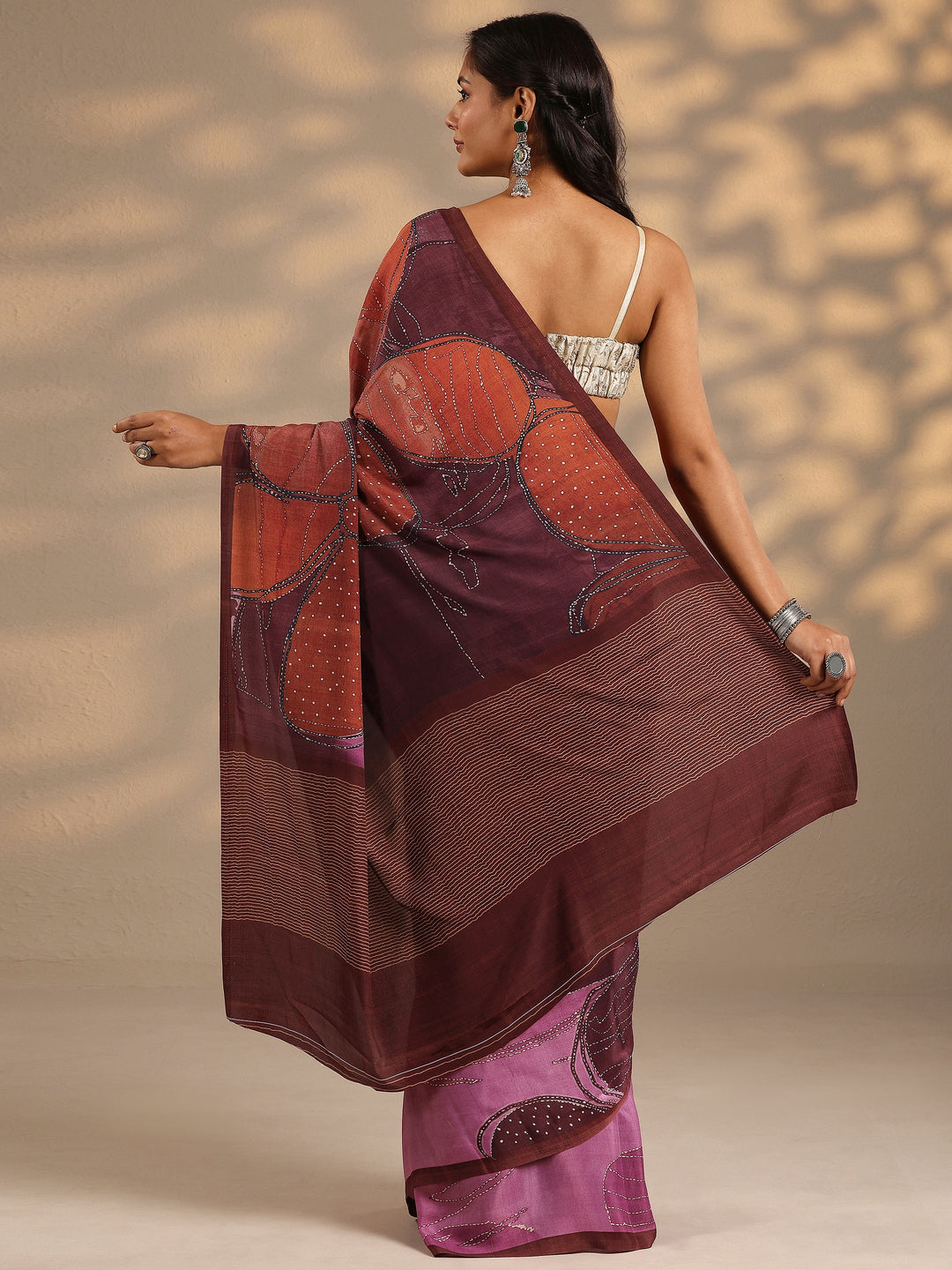 Multi Woven Design Silk Blend Saree With Unstitched Blouse Piece