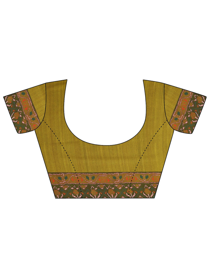 Multi Printed Silk Blend Saree With Unstitched Blouse Piece