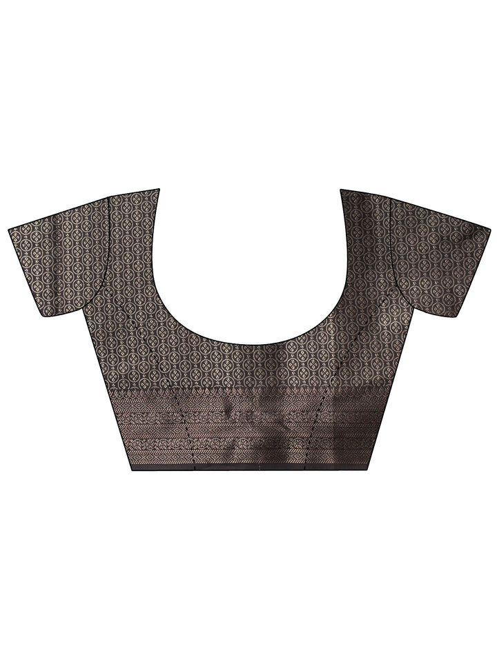 Green Printed Silk Blend Saree With Unstitched Blouse Piece