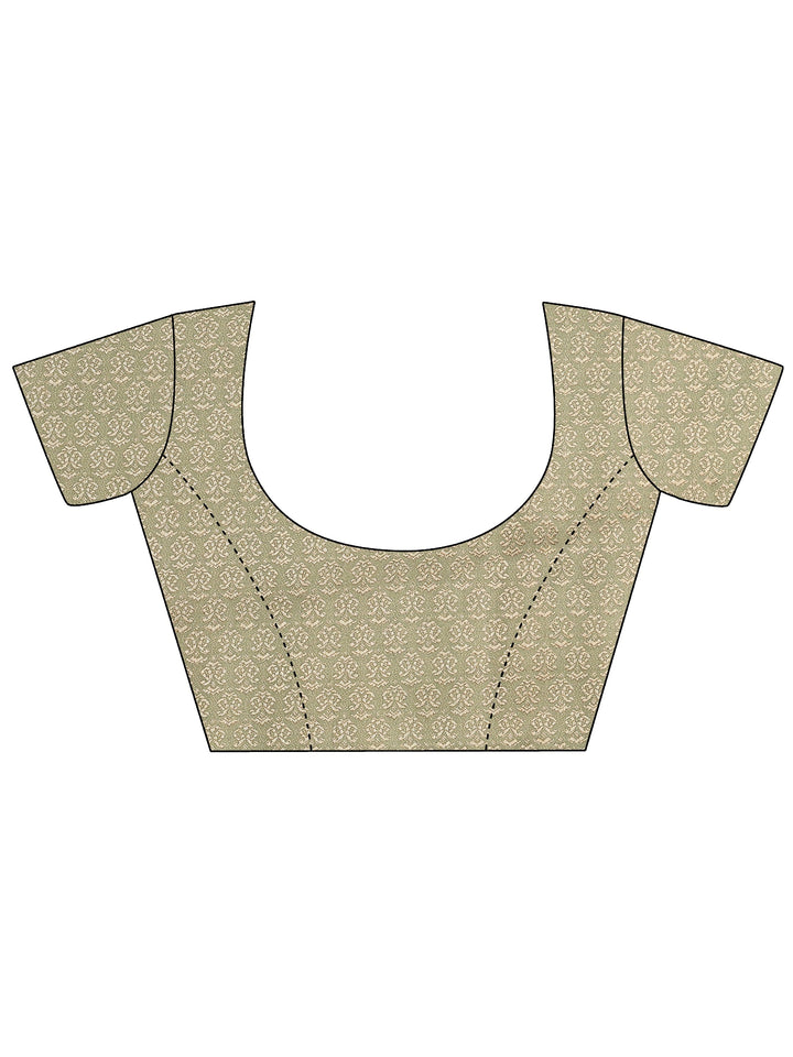 Multi Printed Silk Blend Saree With Unstitched Blouse Piece