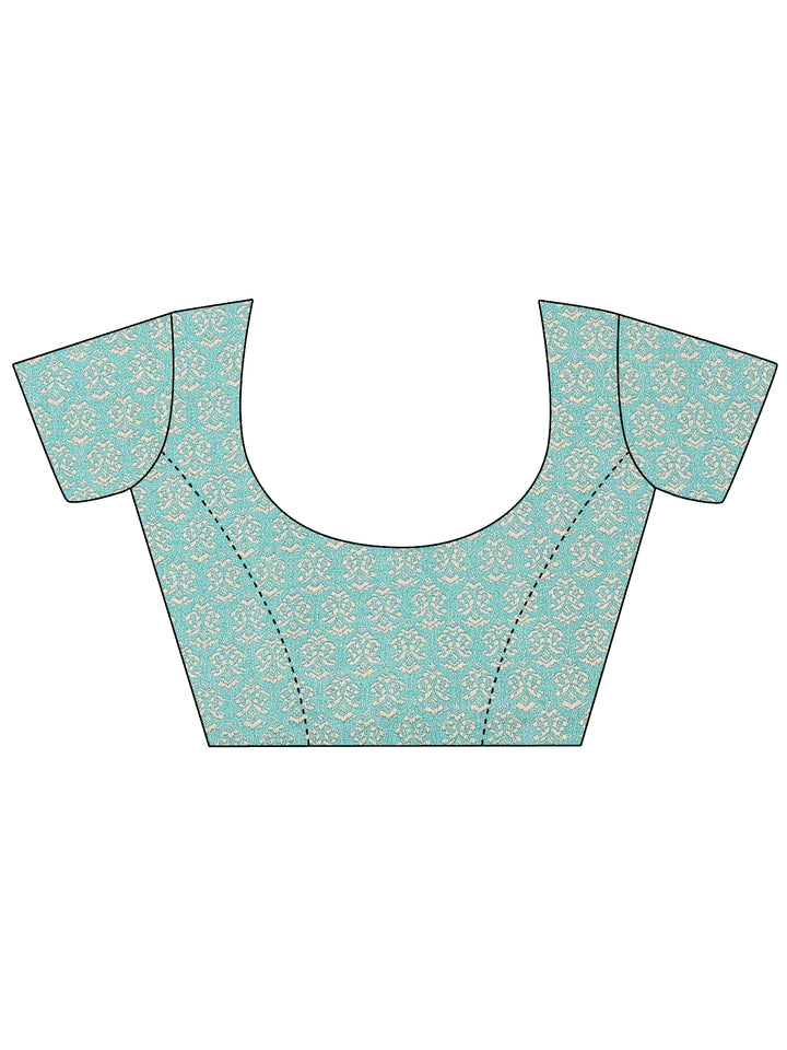 Multi Printed Silk Blend Saree With Unstitched Blouse Piece