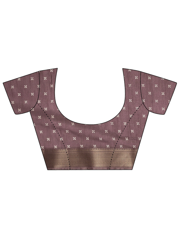 Mauve Paisley Printed Silk Blend Saree With Unstitched Blouse Piece