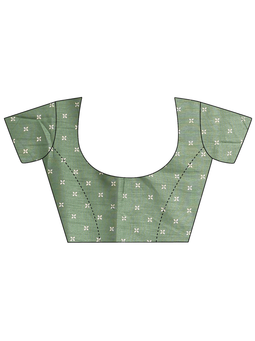 Green Paisley Printed Silk Blend Saree With Unstitched Blouse Piece