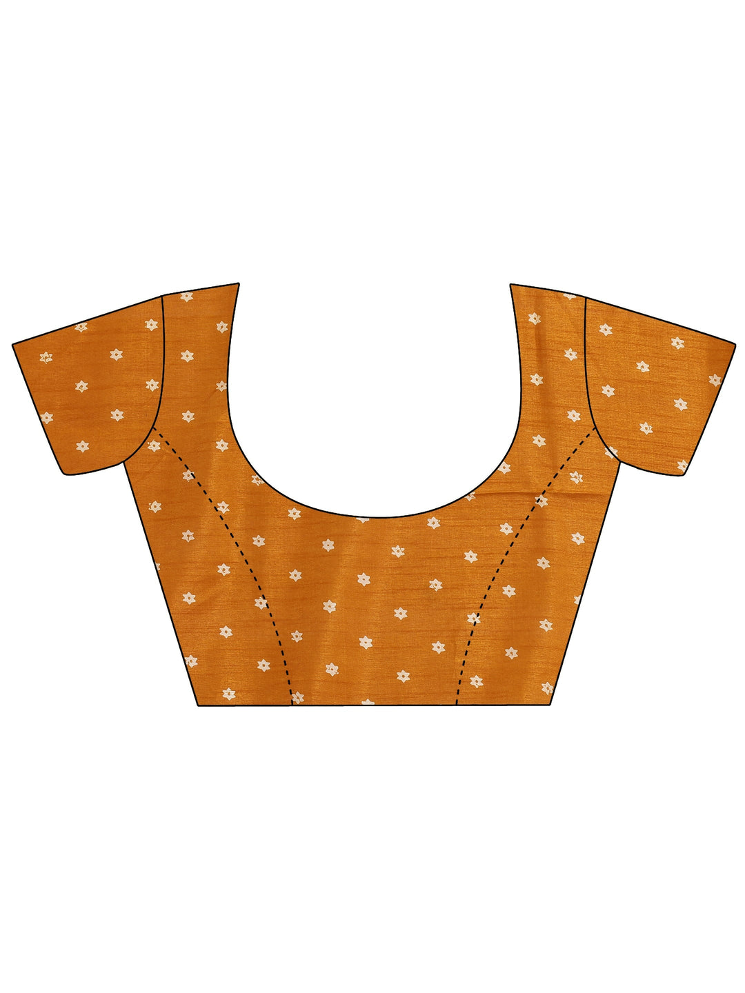 Mustard Printed Silk Blend Saree With Unstitched Blouse Piece