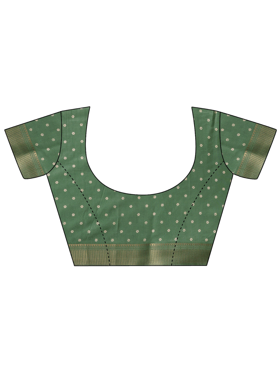 Green Printed Silk Blend Saree With Unstitched Blouse Piece