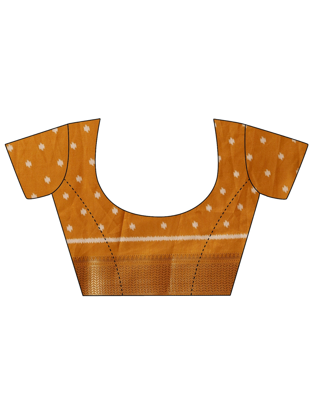 Mustard Printed Silk Blend Saree With Unstitched Blouse Piece