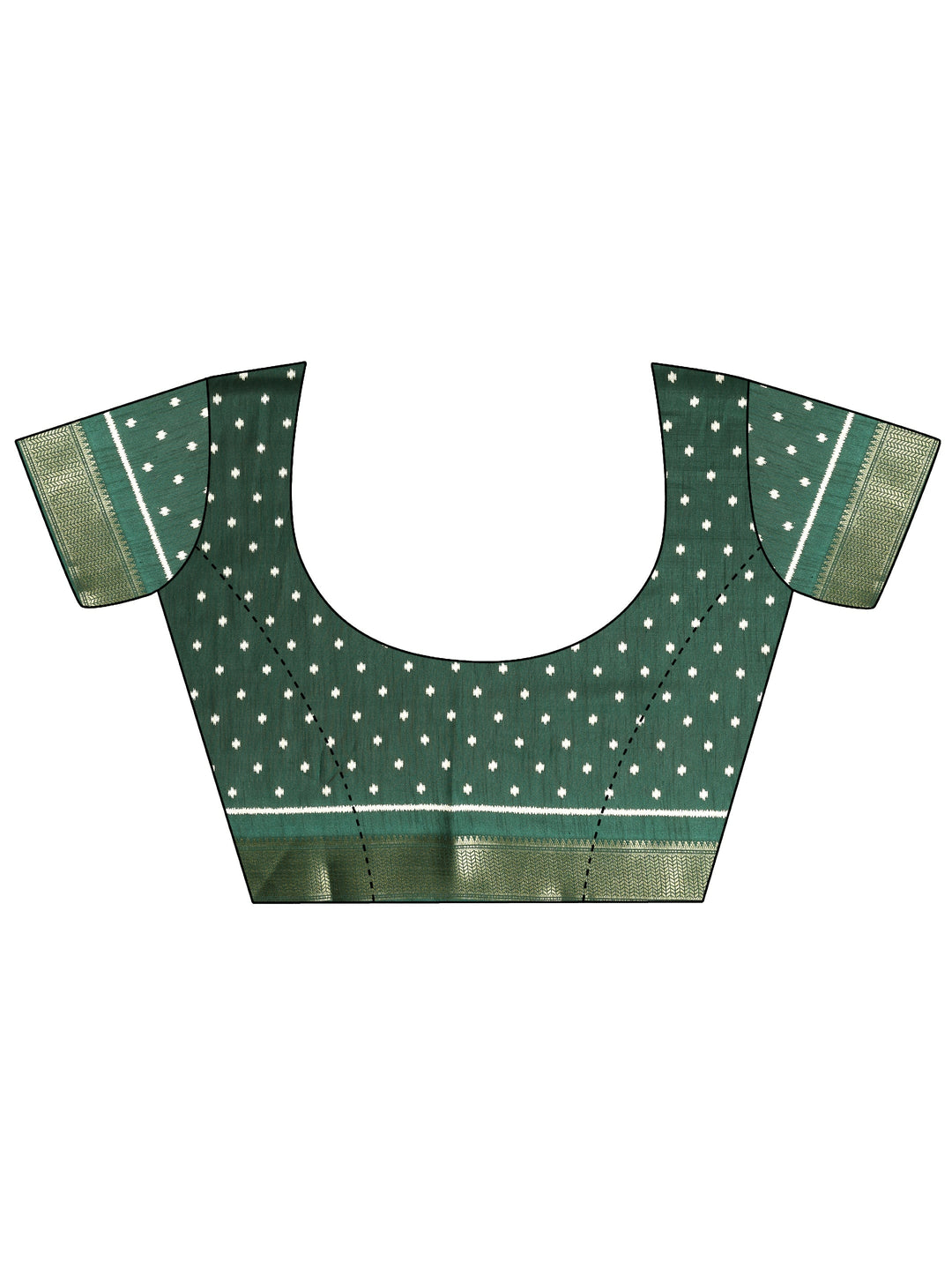 Green Ikkat Printed Silk Blend Saree With Unstitched Blouse Piece
