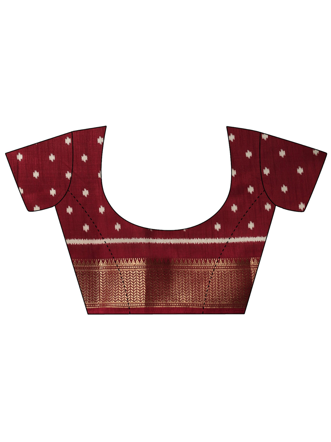 Maroon Printed Silk Blend Saree With Unstitched Blouse Piece