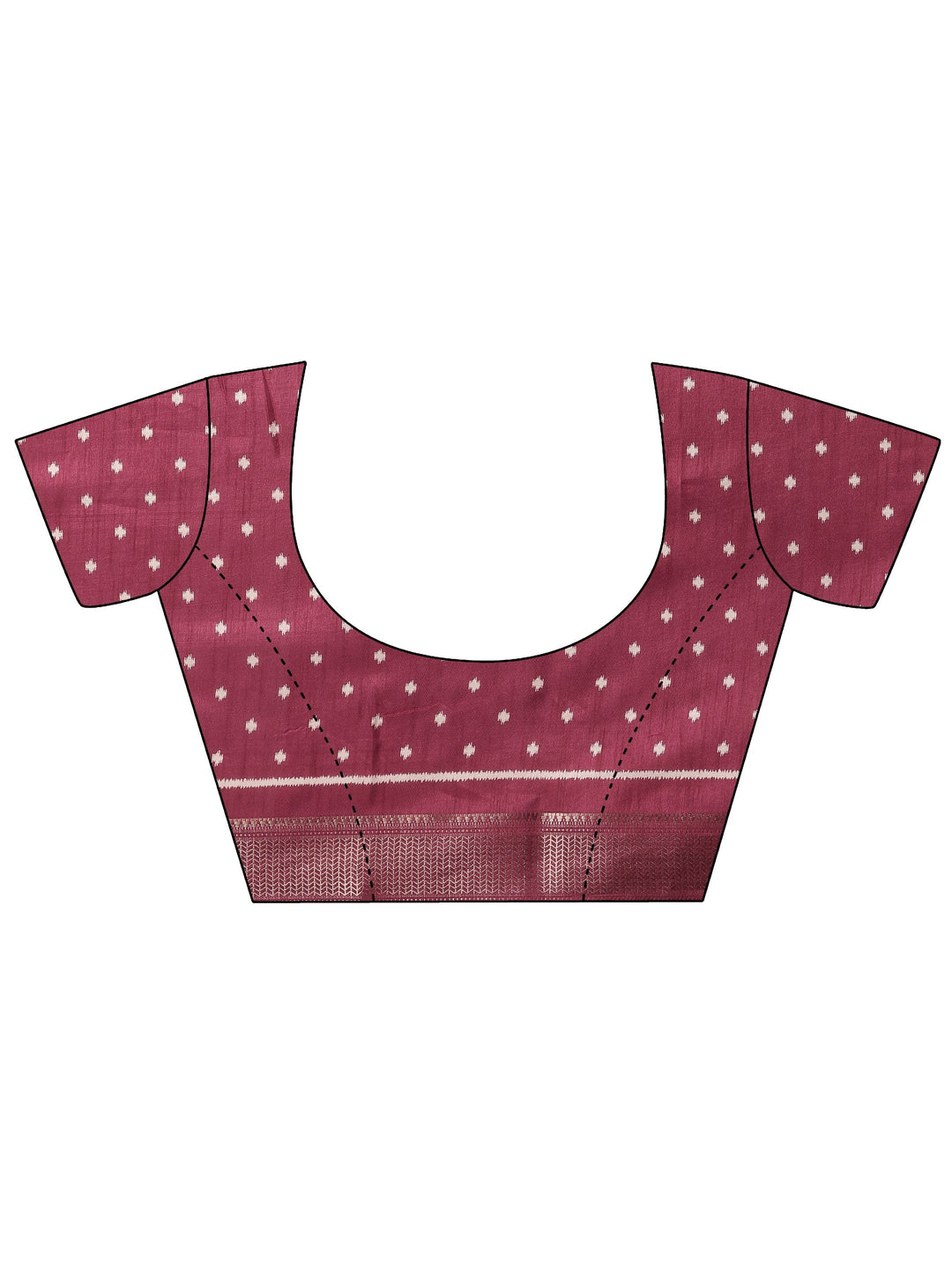 Burgundy  Printed Silk Blend Saree With Unstitched Blouse Piece