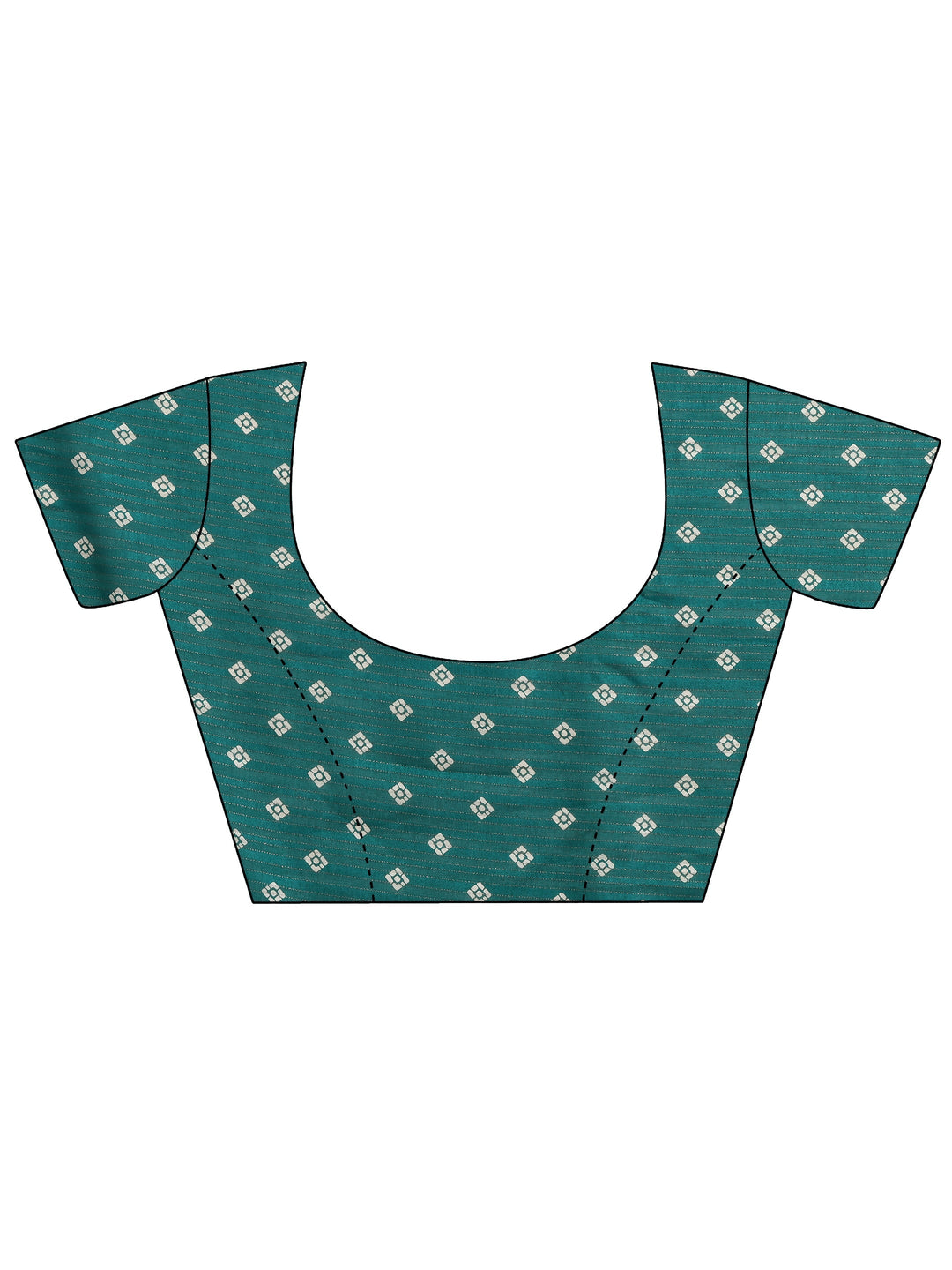 Green Geometric Printed Silk Blend Saree With Unstitched Blouse Piece