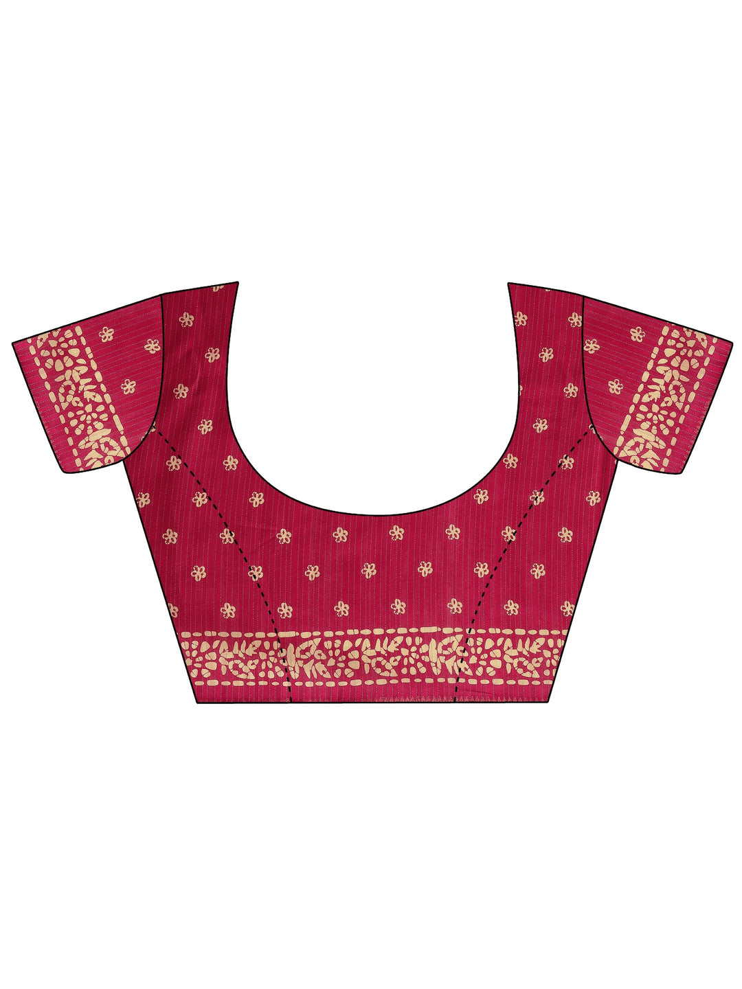 Pink Printed Silk Blend Saree With Unstitched Blouse Piece