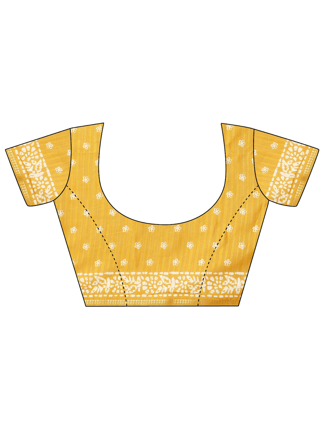 Mustard Printed Silk Blend Saree With Unstitched Blouse Piece