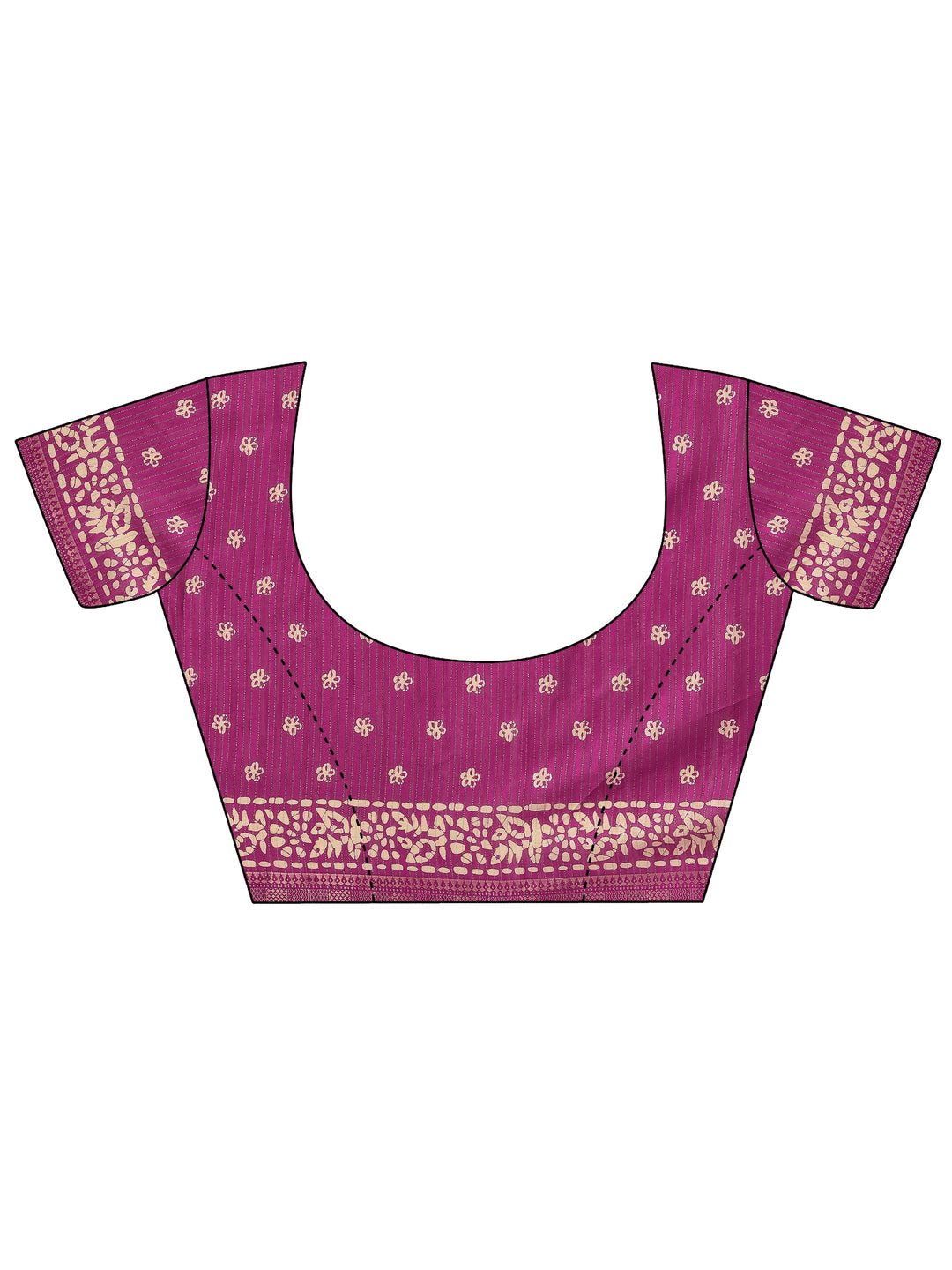 Magenta Printed Silk Blend Saree With Unstitched Blouse Piece