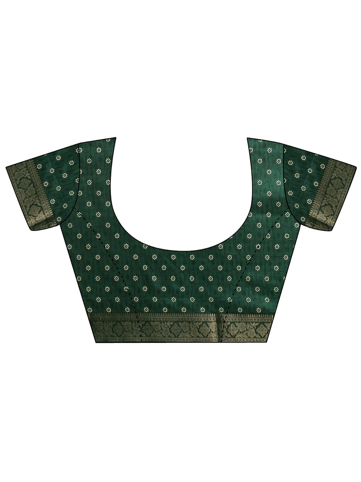 Green Leheriya Printed Silk Blend Saree With Unstitched Blouse Piece