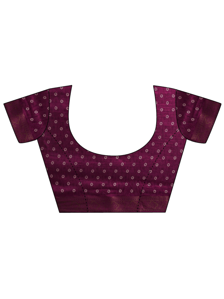 Burgundy Leheriya Printed Silk Blend Saree With Unstitched Blouse Piece