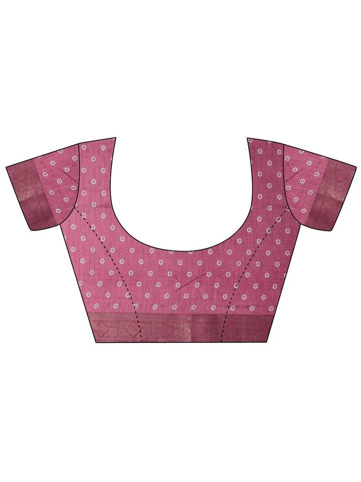 Pink Leheriya Printed Silk Blend Saree With Unstitched Blouse Piece