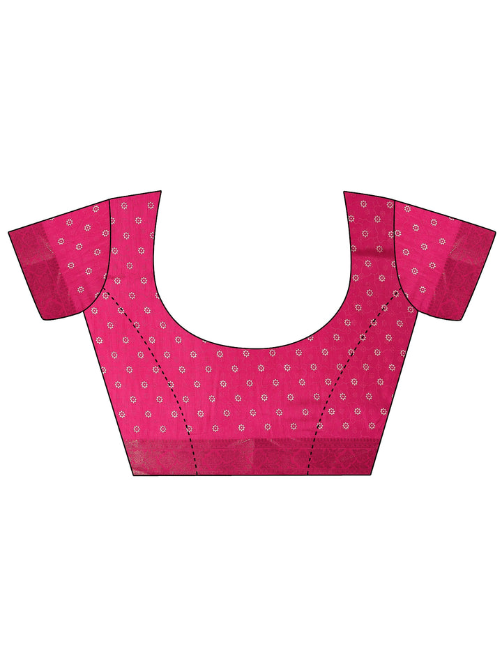 Pink Leheriya Printed Silk Blend Saree With Unstitched Blouse Piece