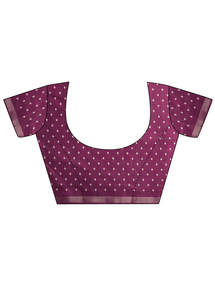 Mauve Printed Silk Blend Saree With Unstitched Blouse Piece