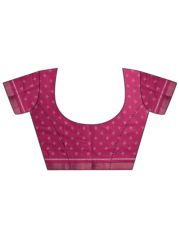 Pink Leheriya Printed Silk Blend Saree With Unstitched Blouse Piece