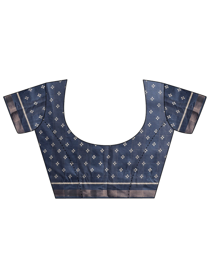 Blue Leheriya Printed Silk Blend Saree With Unstitched Blouse Piece