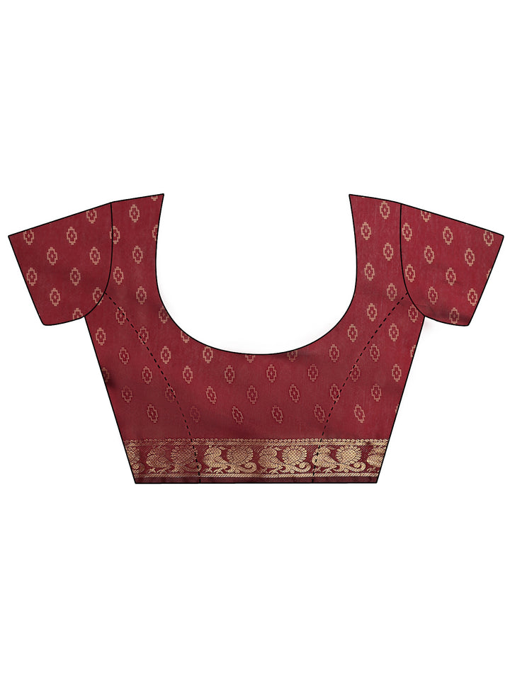 Blue Chevron Printed Silk Blend Saree With Unstitched Blouse Piece