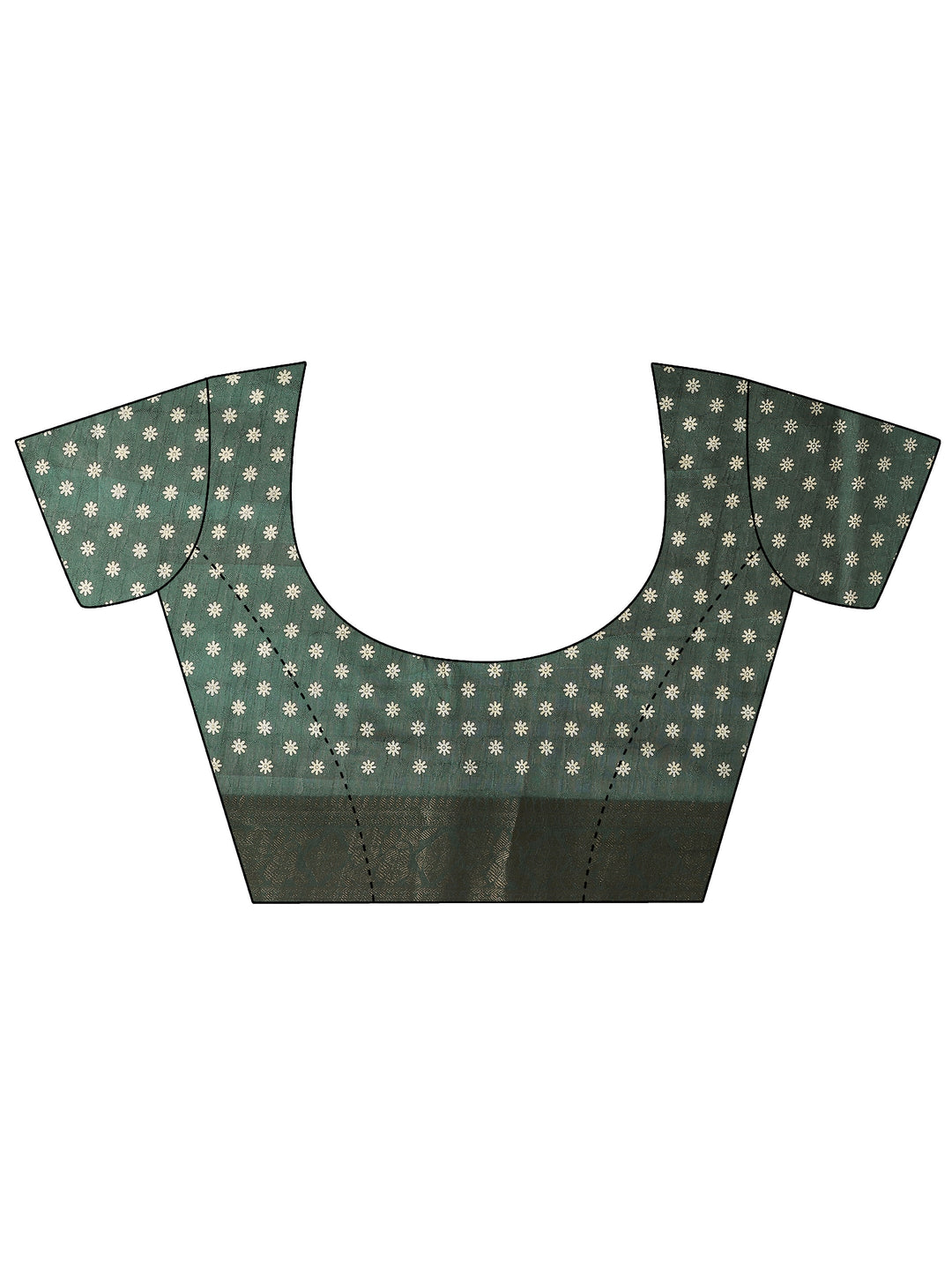 Green Printed Silk Blend Saree With Unstitched Blouse Piece
