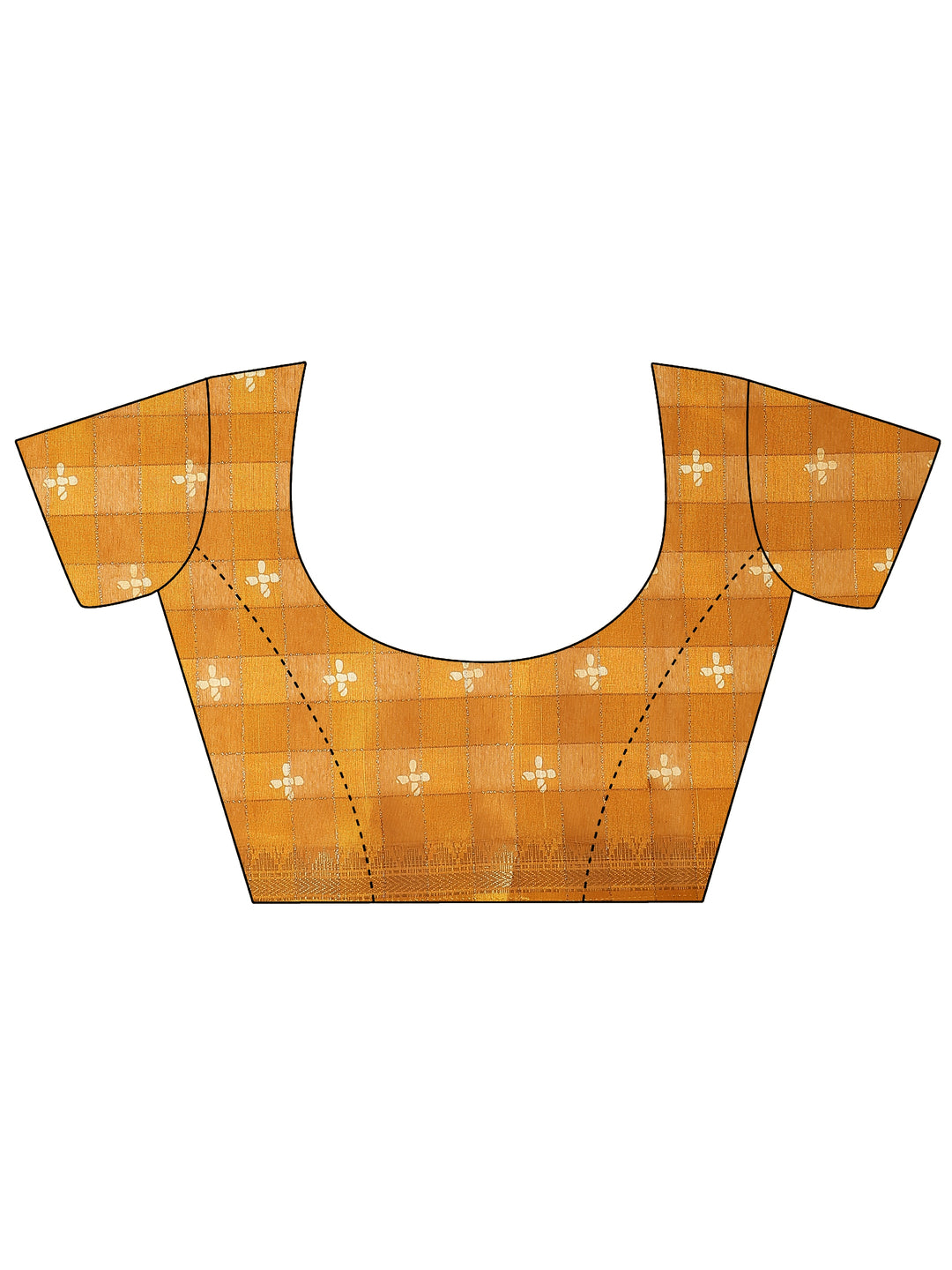 Mustard Printed Silk Blend Saree With Unstitched Blouse Piece