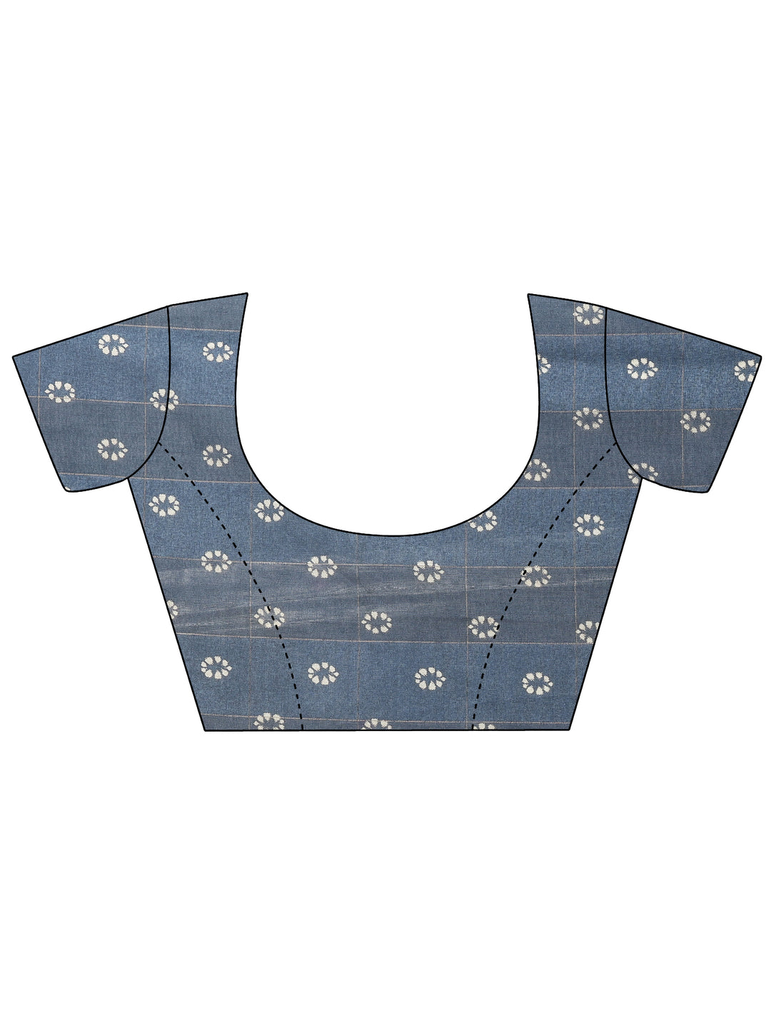 Navy Blue Printed Silk Blend Saree With Unstitched Blouse Piece