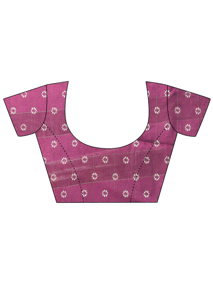 Mauve Printed Silk Blend Saree With Unstitched Blouse Piece