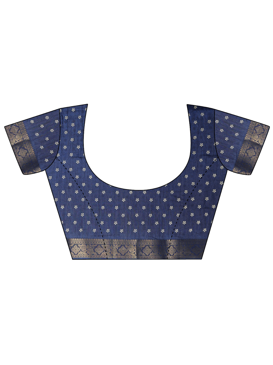 Navy blue Printed Silk Blend Saree With Unstitched Blouse Piece