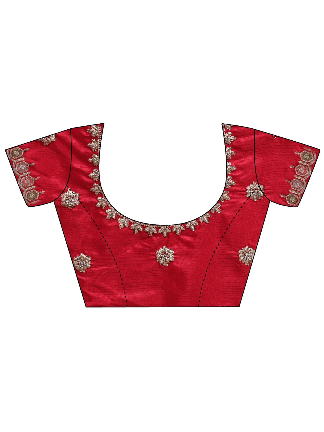 Cream Embroidered Silk Blend Saree With Unstitched Blouse Piece